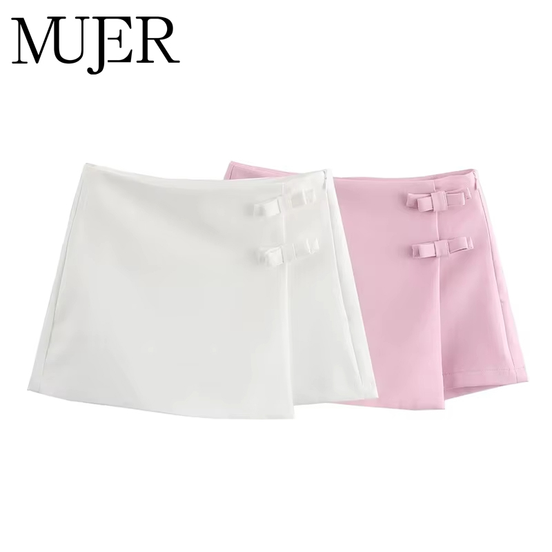 Summer Zara - ピンクホワイトミニスカート レディース スコート ファッションボウスコート 女性用 夏
