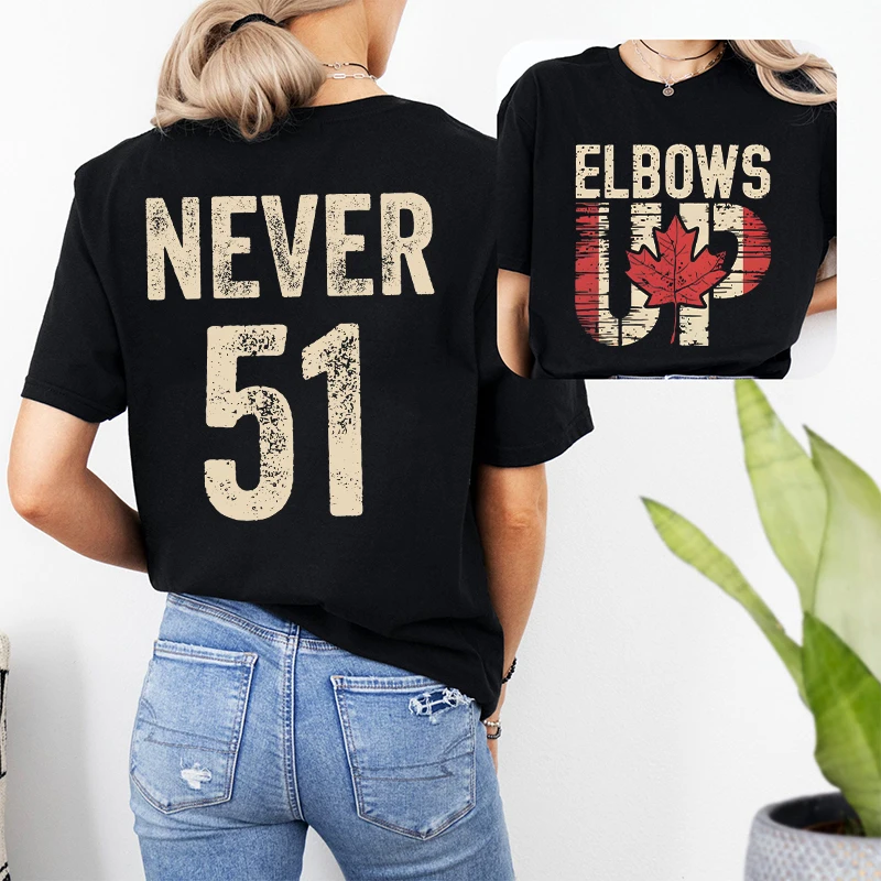 Summer Clothing Women Canada - レトロ肘アップ決して 51 カナダプリント女性 Tシャツカジュアル夏 Tシャツおかしいヴィンテージ Tシャツグラフィックトップス女性服