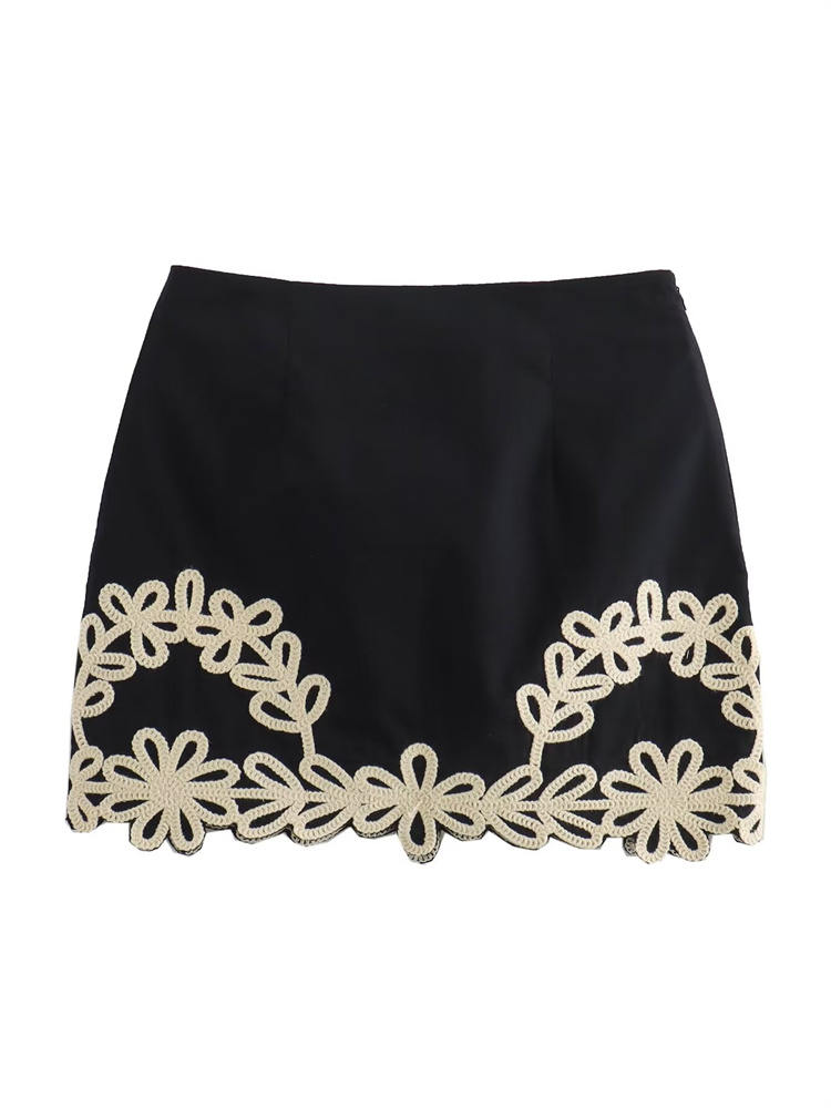 Summer Zara - Zevity-女性用ミニスカート,ライン,花の刺embroidery,アップリケ,シック,サイドジッパー,ファッション,qun6208,new,2021